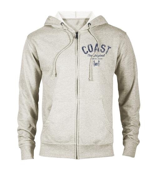 Zip Hoodie - Oatmeal - Coast Original 09 screen print on chest