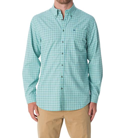 casual button down shirts - dress shirt with blue & green plaid pattern