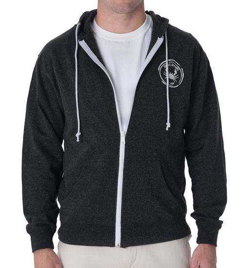 French Terry Zip Hoodie - Black Snow Heather