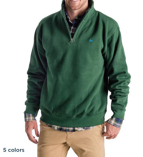 Dark Green Quarter Zip Pullover - Crab Embroidery