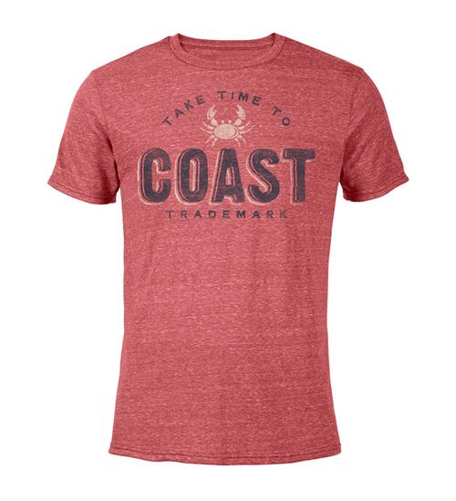 Take Time to Coast Cool T-Shirt - red snow heather front