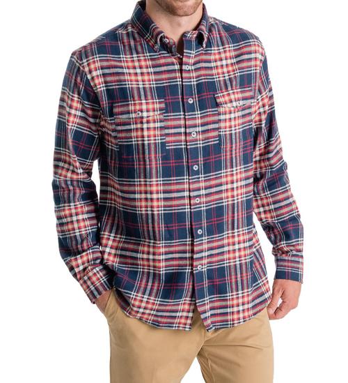 unisex flannel shirt - redbud front - mens flannel