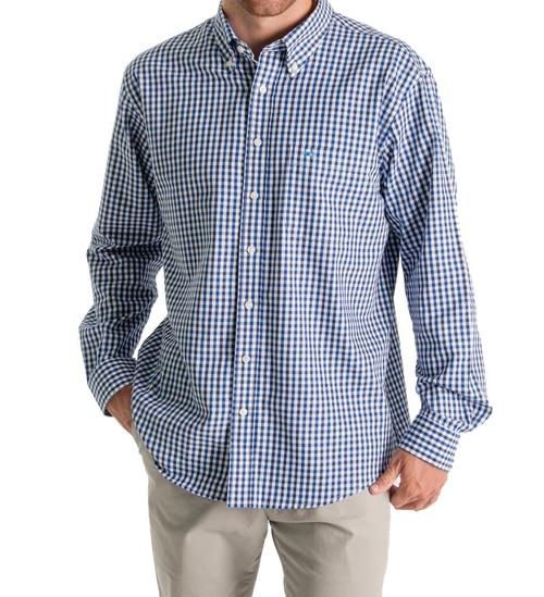 unisex button down shirt - plaid dress shirt - front