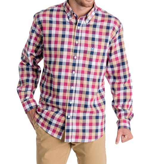 unisex button down shirt - plaid dress shirt - front